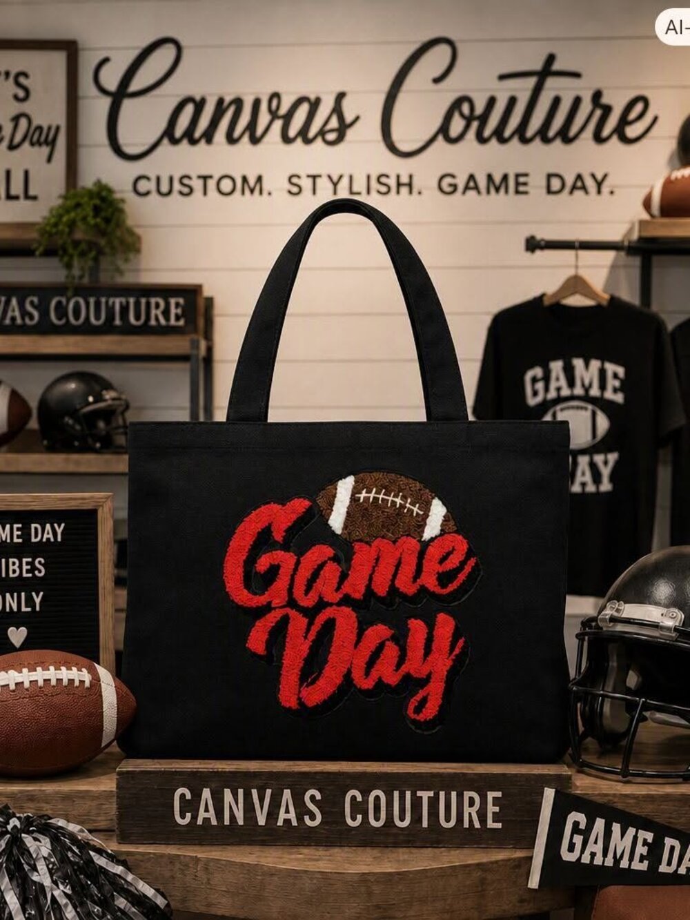 Red Embroidered Game Day Tote